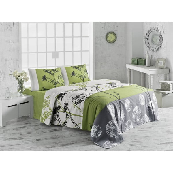 Lekka pikowana bawełniana narzuta na łóżko Victoria Belezza Green, 260x220 cm