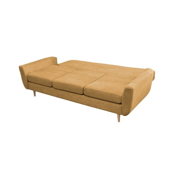 Żółta sofa rozkładana z jasnymi nogami Mazzini Sofas Rose-image-3