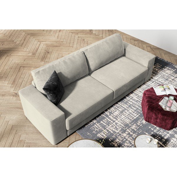Beżowa sztruksowa sofa rozkładana Milo Casa Donatella-image-1