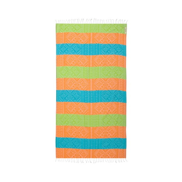 Ręcznik hammam Aztec Orange Green, 105x175 cm