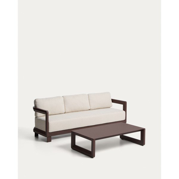 Brązowy/beżowy aluminiowy zestaw mebli ogrodowych dla 3 osób Nerano – Kave Home-image-4