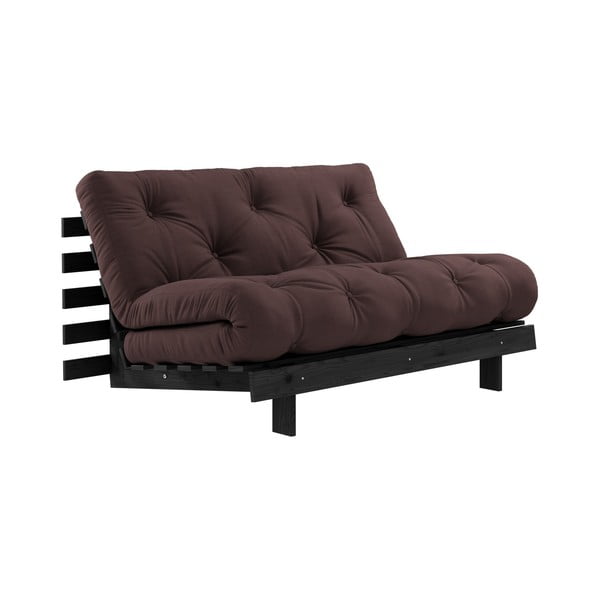 Sofa rozkładana z ciemnobrązowym obiciem Karup Design Roots Black/Brown