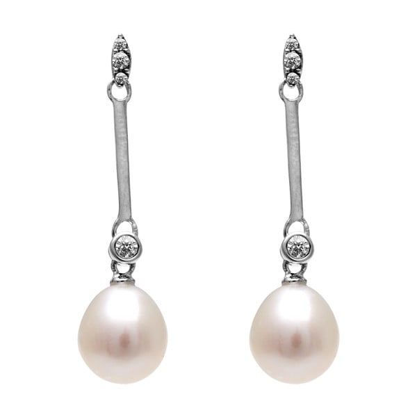 Kolczyki z białą perłą i kryształami Swarovski GemSeller Datura
