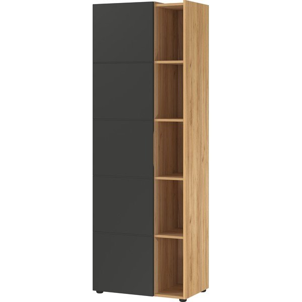 Ciemnoszary regał w dekorze dębu 62x182 cm Olvera – Germania-image-1