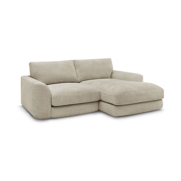 Beżowy narożnik z tkaniny szenilowej (prawostronny/z szezlongiem) Leonore – Bobochic Paris