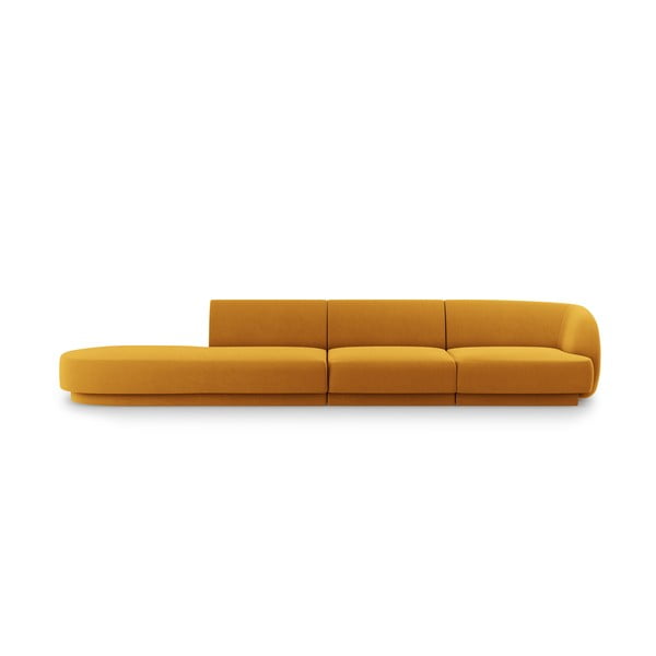 Musztardowa aksamitna sofa 302 cm Miley – Micadoni Home