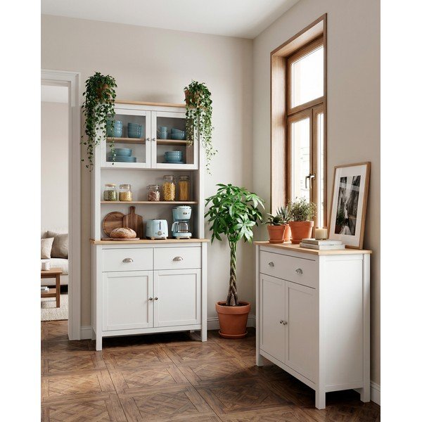 Biała witryna z litego drewna sosnowego 90x180,5 cm Misti – Marckeric-image-1
