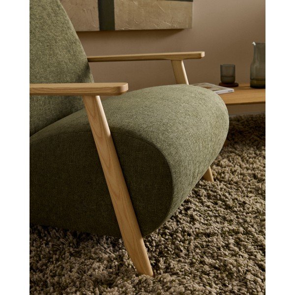 Zielony fotel z tkaniny szenilowej Meghan – Kave Home-image-4