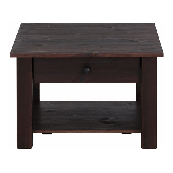 Ciemnobrązowy stolik z litego drewna sosnowego Støraa Yvonne, 60x60 cm