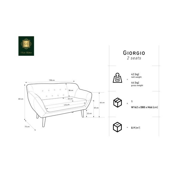 Różowa sofa 2-osobowa Mazzini Sofas Amelie-image-1