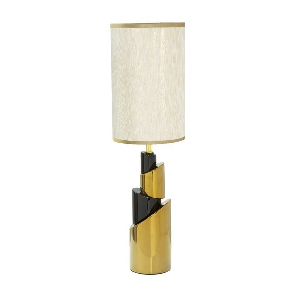 Biała lampa stołowa z konstrukcją w złotym kolorze Mauro Ferretti Tower