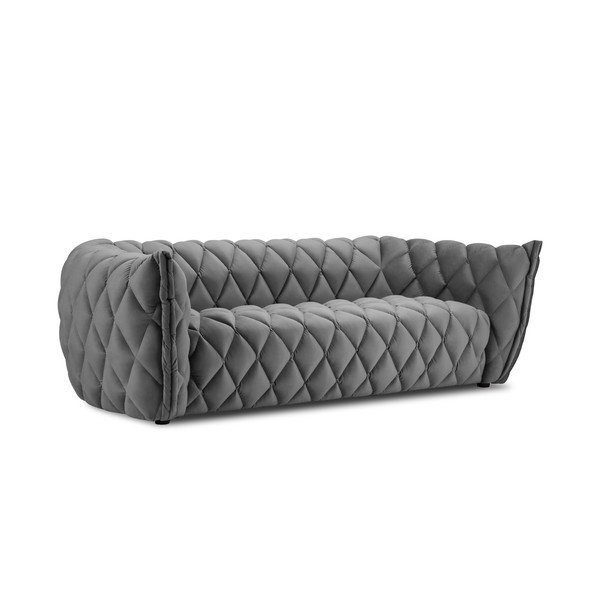 Jasnoszara aksamitna sofa 228 cm Flandrin – Interieurs 86-image-2