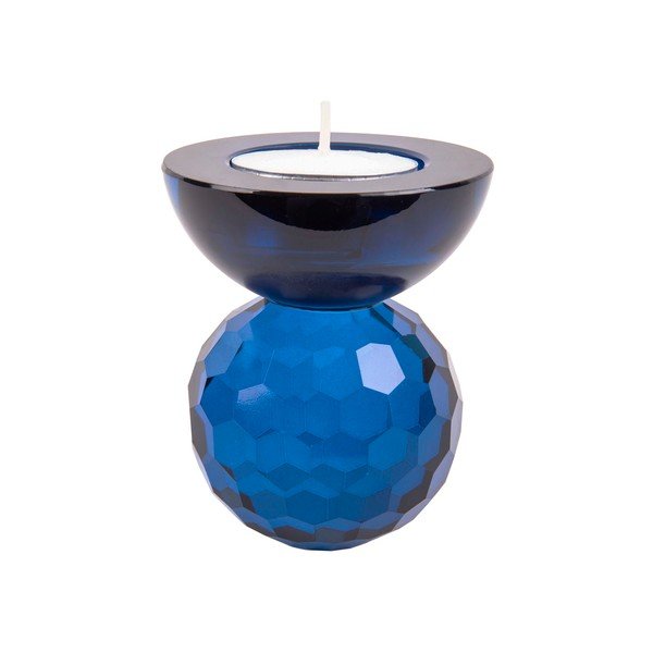 Niebieski szklany świecznik Crystal Art – PT LIVING