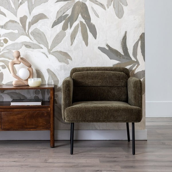 Beżowy fotel z tkaniny szenilowej Bind – Ixia-image-1