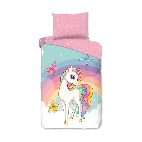 Różowa bawełniana pościel dziecięca jednoosobowa 140x200 cm Dash – Good Morning