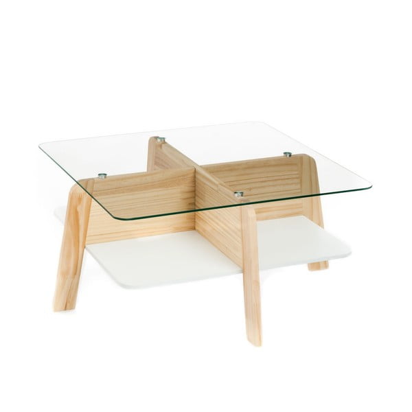 Naturalny stolik ze szklanym blatem 60x60 cm Varm – Tomasucci