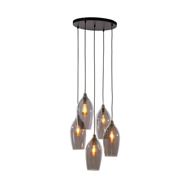 Ciemnoszaro-brązowa lampa wisząca ze szklanym kloszem ø 45 cm Lukaro – Light & Living-image-2