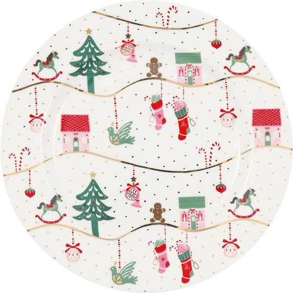 Biały bożonarodzeniowy talerz porcelanowy ø 20,5 cm Laura – Green Gate