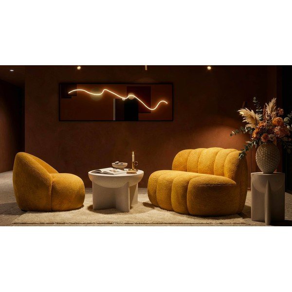 Musztardowy fotel z materiału bouclé Ginerva – Mauro Ferretti-image-1