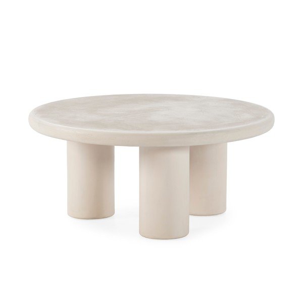 Kremowy okrągły stolik w dekorze kamienia ø 80 cm Iriel – MOME-image-2