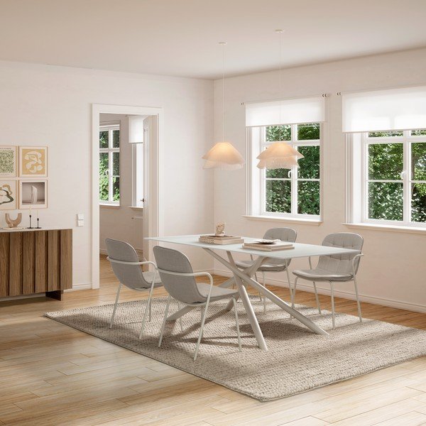 Beżowe tapicerowane krzesło z podłokietnikami Angie – Marckeric-image-1