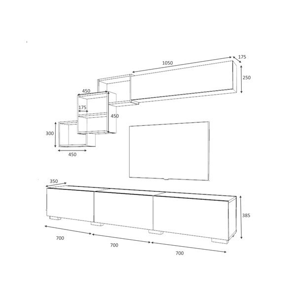 Biały stolik pod telewizor 210x40 cm Fly - Gauge Concept-image-3