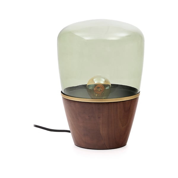 Zielono-naturalne lampa stołowa ze szklanym kloszem (wysokość 30 cm) Silex – Kave Home