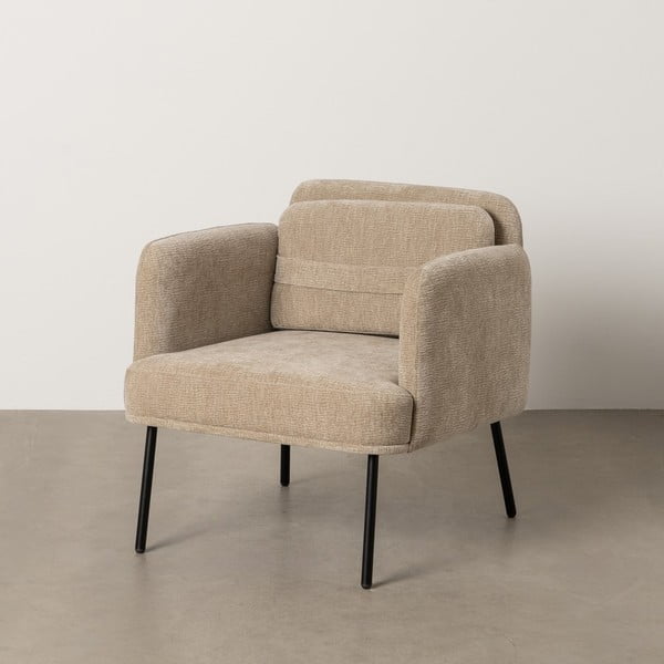 Beżowy fotel z tkaniny szenilowej Bind – Ixia-image-2