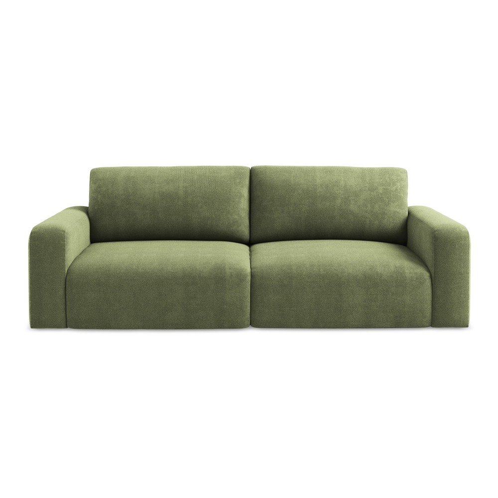 Zielona rozkładana sofa ze schowkiem z tkaniny szenilowej 252 cm Kona – Makamii