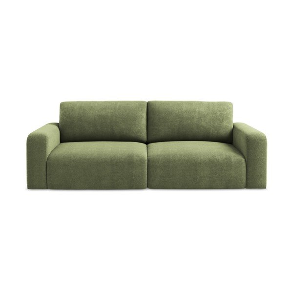 Zielona rozkładana/ze schowkiem sofa z tkaniny szenilowej 252 cm Kona – Makamii