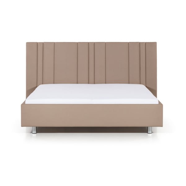 Jasnobrązowe łóżko Polstrin Thalló, 200x200 cm