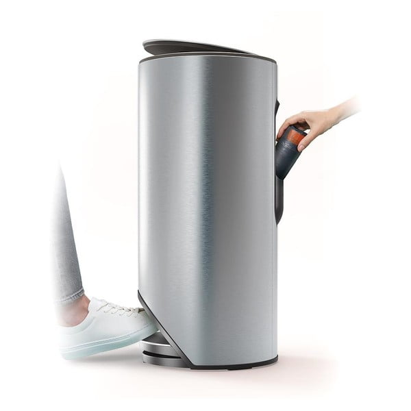 Kosz na śmieci z pedałem ze stali nierdzewnej w kolorze srebra z połyskiem 30 l Arc – Joseph Joseph-image-4