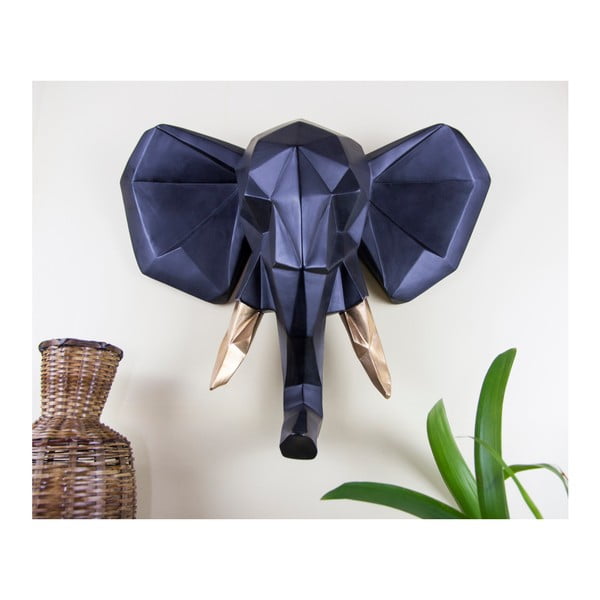 Czarna dekoracja ścienna Walplus Geometric Elephant