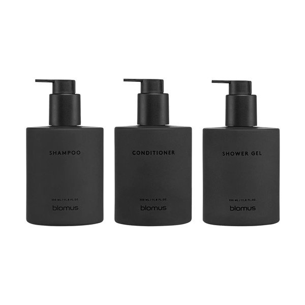 Czarne ścienne szklane dozowniki do mydła 3 szt. 350 ml Kirei – Blomus-image-3