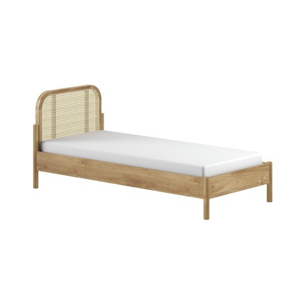 Łóżko jednoosobowe z litego drewna dębowego ze stelażem 90x200 cm w naturalnym kolorze Olive Rotan – Vipack