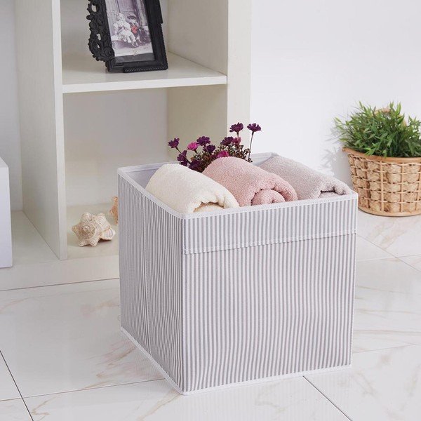 Szary tekstylny pojemnik 30x30x30 cm – Mioli Decor-image-1