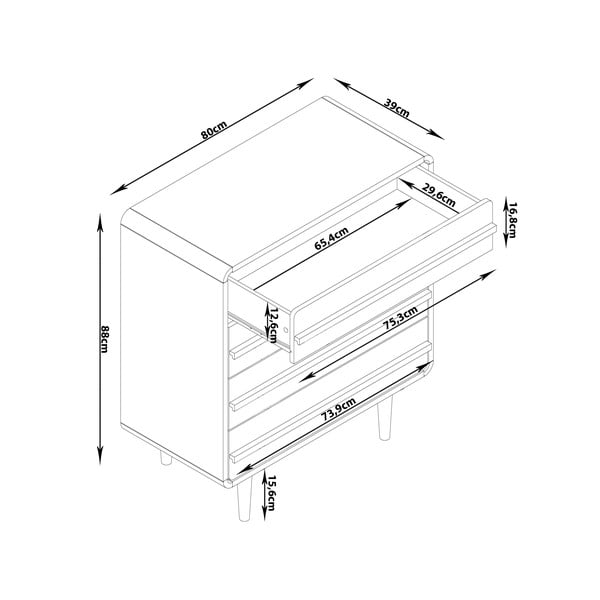 Czarna wysoka komoda w dekorze dębu 80x88 cm Chantal – Støraa-image-3