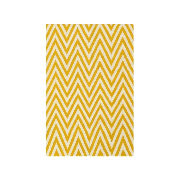 Dywan wełniany Zig Zag Yellow, 180x120 cm