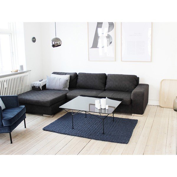 Niebieski wełniany dywan kulkowy Wooldot Ball Rugs, 100x150 cm-image-2