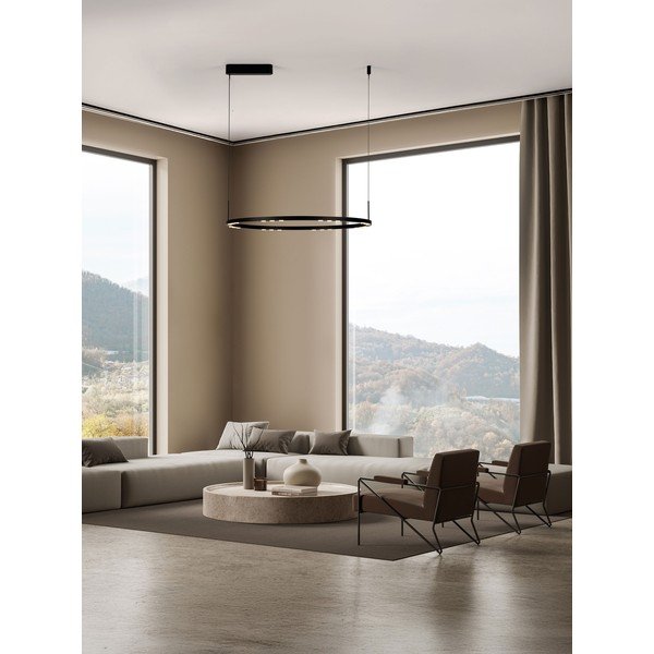 Aluminiowa lampa wisząca LED ze ściemniaczem w kolorze matowej czerni ø 80 cm Lunette – Nova Luce-image-1