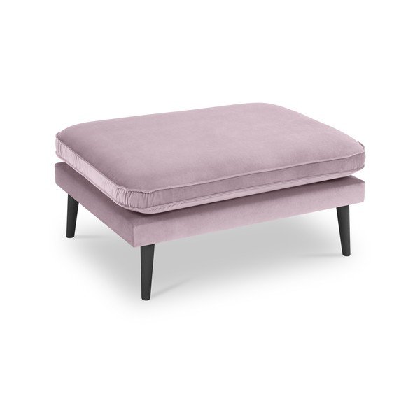 Jasnoróżowy aksamitny podnóżek z czarnymi nogami Kooko Home Lento-image-2