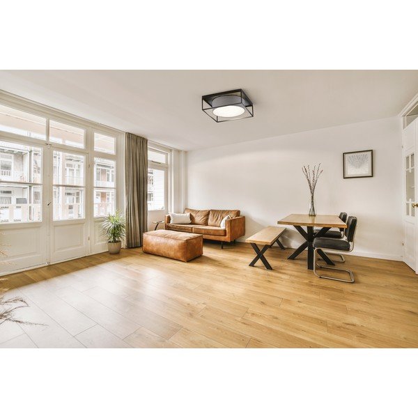 Czarno-szara lampa sufitowa z tekstylnym kloszem 60x60 cm Carre – Fischer & Honsel-image-1