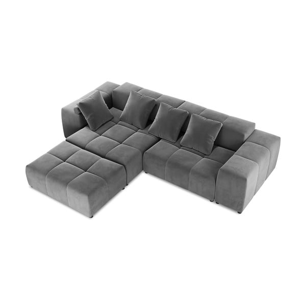 Szary aksamitny narożnik (róg zmienny) Rome Velvet – Cosmopolitan Design-image-3