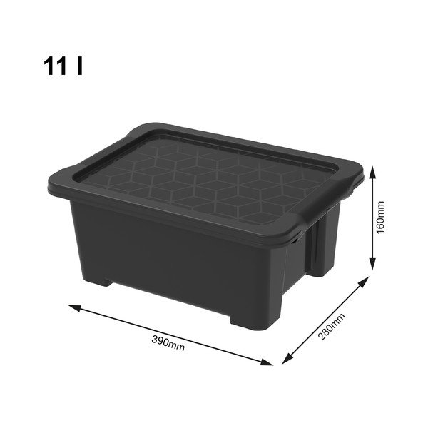 Czarny błyszczący pojemnik plastikowy z pokrywką Evo Easy − Rotho-image-1