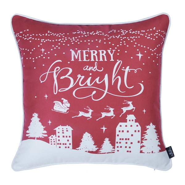 Czerwona poszewka na poduszkę ze świątecznym motywem Mike & Co. NEW YORK Honey Merry and Bright, 45x45 cm