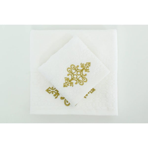 Komplet 2 ręczników Isle White Gold, 30x50 cm/50x90 cm