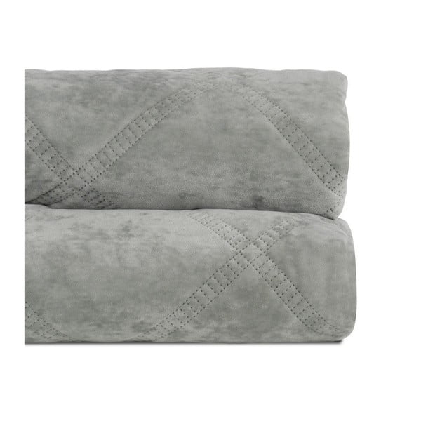Szarozielona aksamitna narzuta pikowana 230x260 cm – Ixia