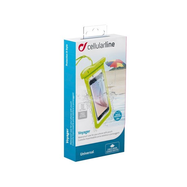 Etui na telefon, wodoszczelne, uniwersalne Cellularline VOYAGER, limetkowe-image-1