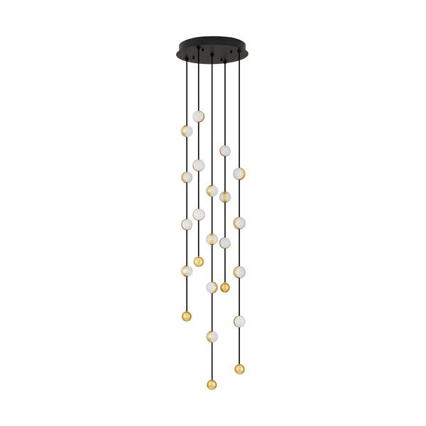 Aluminiowa lampa wisząca LED ze ściemniaczem w kolorze matowej czerni z kloszem ze szkła akrylowego ø 38 cm Alcinoe – Nova Luce