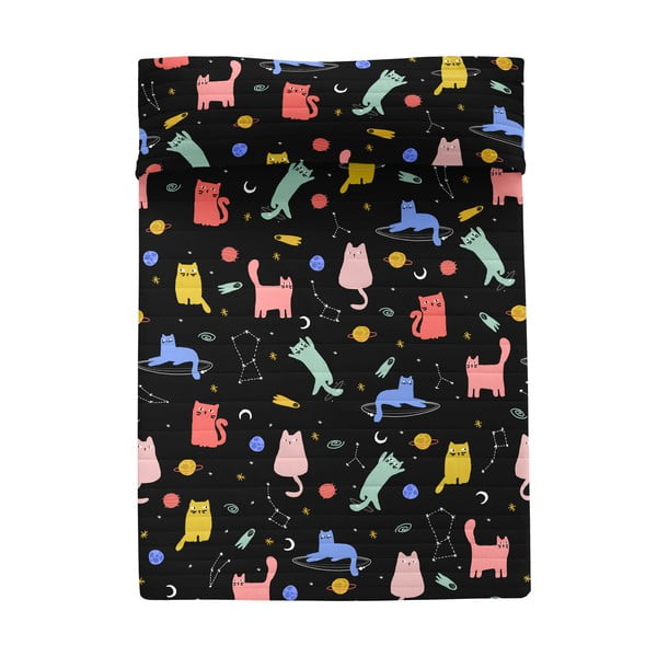 Czarna narzuta pikowana 270x260 cm Cosmic cats – Aware-image-2